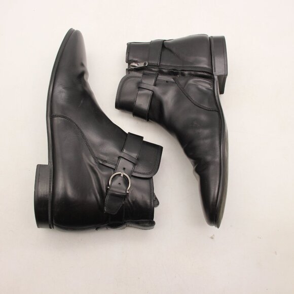 Salvatore Ferragamo Men’s Size 9 D Chelsea Black Leather Ankle Boots Buckle main image 10